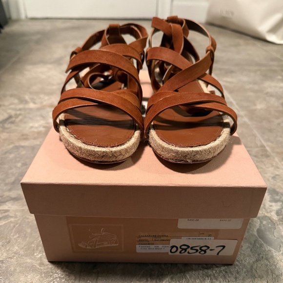 Miu Miu Brown Suede Espadrille Sandals - Picture 1 of 5